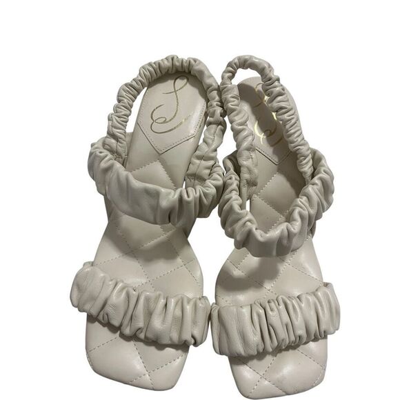 Sam Edelman Ruched Cream Colored Sandals size 7.5 - Picture 1 of 5